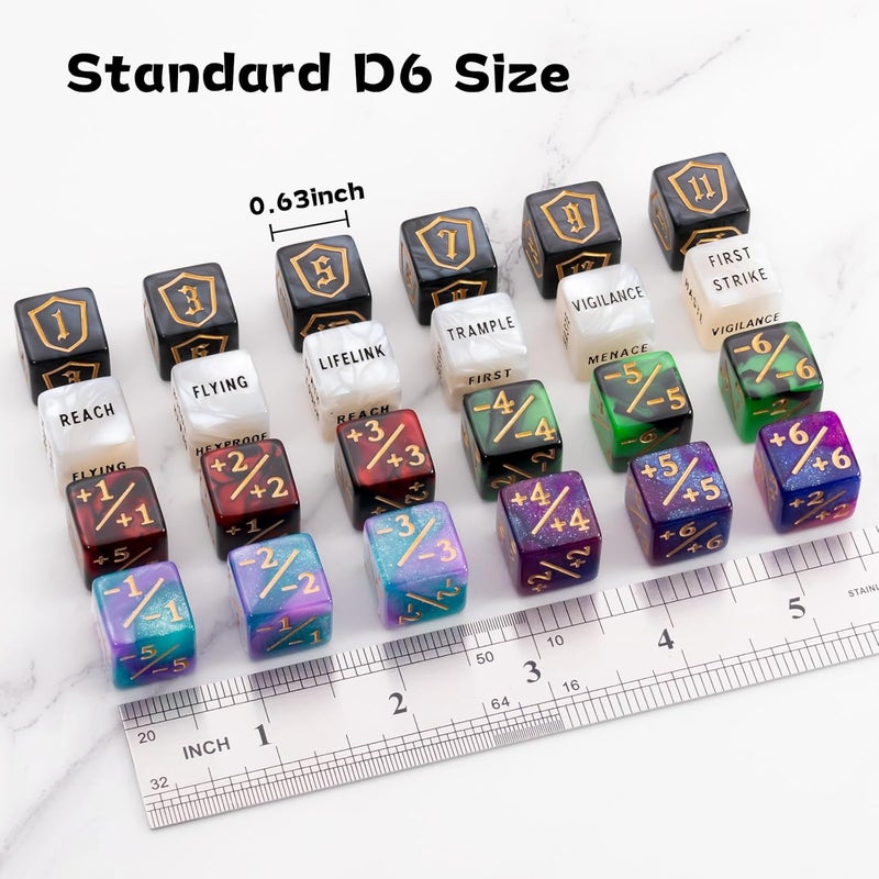Tinzum 68 Pieces MTG Dice Counters Set, Plus 1 Life Counter Ability Keyword Shield Token with Spindown Dice & D20 for MTG, Magic Cards Gaming Accessories - Image 4